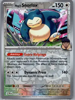 Hop's Snorlax 117/159 Rare Journey Together Pokemon Reverse Holo Near Mint - Image 1