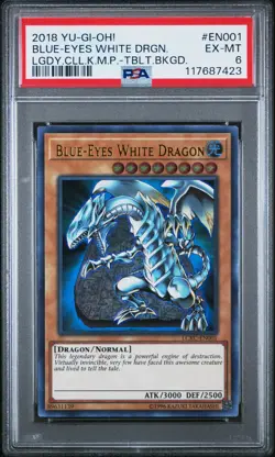 2018 YU-GI-OH! LEGEND COLL KAIBA MEGA PACK #EN001 BLUE-EYES WHITE DRAGON PSA 6 - Image 1