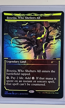 2022 MTG Magic the Gathering SLD Neon Yellow Ink Foil Boseiju, Who Shelters All - Image 1
