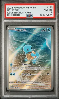 2023 Pokemon 151 Squirtle Wartortle Blastoise Illustration Rare Lot PSA 8 NM-MT - Image 3
