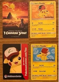 NEW! ASH'S PIKACHU I CHOOSE YOU MOVIE PROMO POKEMON CARDS - SM110, SM113 - Image 1