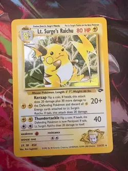 Lt Surge’s Raichu Holo 11/132 Gym Challenge Pokemon Card LP SHIPS TODAY!!! - Image 1
