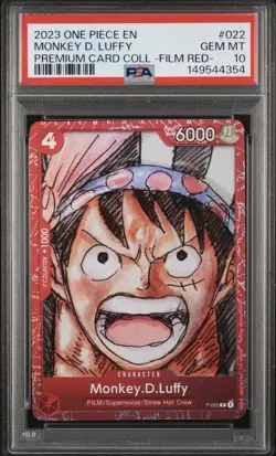 2023 ONE PIECE PREM CARD COLL ONE PIECE FILM RED #022 MONKEY D. LUFFY PSA 10 - Image 1