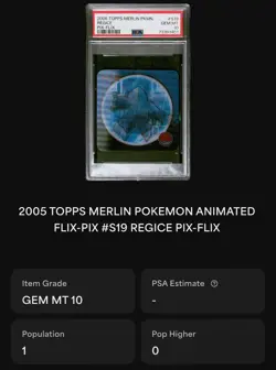 PSA 10 Regice 2005 Topps Merlin Pokemon Animated Flix-Pix #S19 • POP 1 - Image 2