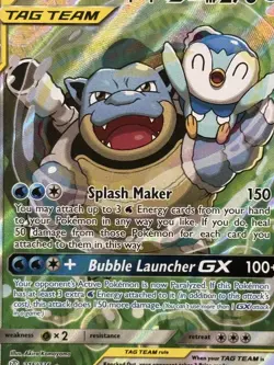 Blastoise & Piplup GX (215/236) Unified Minds Tag Team Alt Art Pokemon Card TCG - Image 5