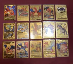Lot Of 15 Gold Foil Fan Art Charizard Cards (Reserved) - Image 1