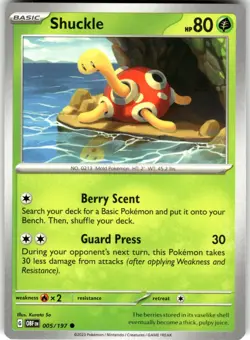 Shuckle 005/197 SV03: Obsidian Flames Common Pokemon Card NM - Image 1