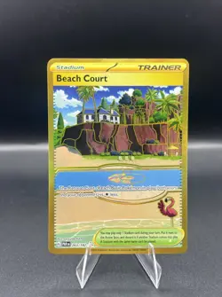 Pokemon TCG Beach Court Trainer Hyper Secret Rare Card 263/182 Paradox Rift - Image 1
