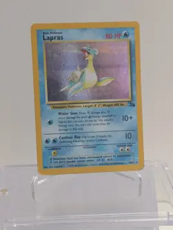 Pokemon Lapras Fossil Holo Card 10/62 Unlimited Edition - MP - Image 1