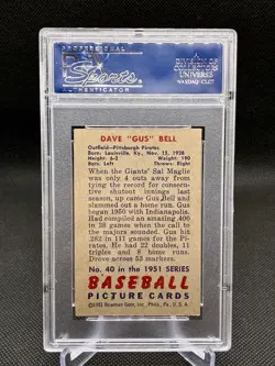 1951 Bowman #40 Dave Gus Bell PSA 5 EX 19992999 Vintage Collector - Image 2
