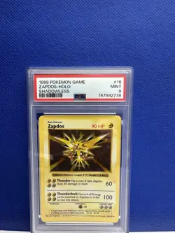 1999 POKEMON BASE SET SHADOWLESS #16 ZAPDOS HOLO PSA 9 *New Cert - Image 2