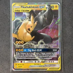 Pokemon Pikachu & Zekrom GX Ultra Rare SM - Team Up 33/181 LP - Image 1