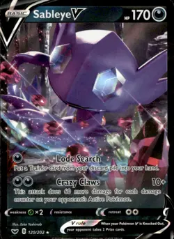 Sableye V 120/202 Holo V Rare Sword & Shield Pokemon Holo Near Mint - Image 1