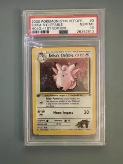 2000 Pokemon Gym Heroes lst Edition #3 Erika's Clefable Holo PSA 10 GEM MINT - Image 1