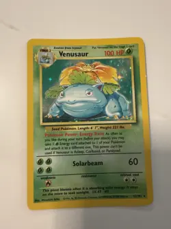 Pokemon TCG Venusaur Holo Rare Card 15/102 Base Set, Unlimited 1999 Vintage - Image 1