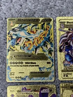 Set of 4 Pokemon Charizard,Blastoise,Grimmsnarl,Morpeko Gold Foil Fan Art Cards - Image 2