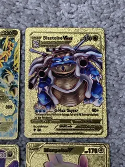 Set of 4 Pokemon Charizard,Blastoise,Grimmsnarl,Morpeko Gold Foil Fan Art Cards - Image 3