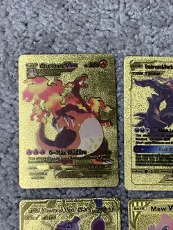 Set of 4 Pokemon Charizard,Umbreon&Darkrai,Mewtwo&Mew Gold Foil Fan Art Cards - Image 2