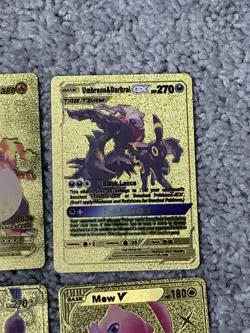 Set of 4 Pokemon Charizard,Umbreon&Darkrai,Mewtwo&Mew Gold Foil Fan Art Cards - Image 3