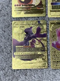 Set of 4 Pokemon Charizard,Umbreon&Darkrai,Mewtwo&Mew Gold Foil Fan Art Cards - Image 4