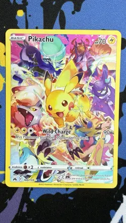 Pokemon Pikachu TCG Full Art Secret Rare Holo Card 160/159 Crown Zenith - Image 1