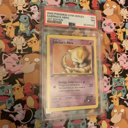 PSA 7 2000 Sabrina’s Abra #91 1st Edition Pokemon gym heroes WOTC TCG card game. - Image 1