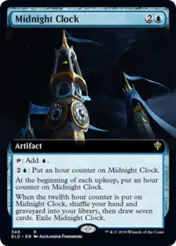 1x Midnight Clock ~ Extended Art - Foil NM-Mint, English Throne of Eldraine MTG - Image 1