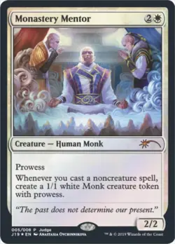 MTG Monastery Mentor - Foil DCI Judge Promo, Light Play, English Promo: Judge Re - Image 1