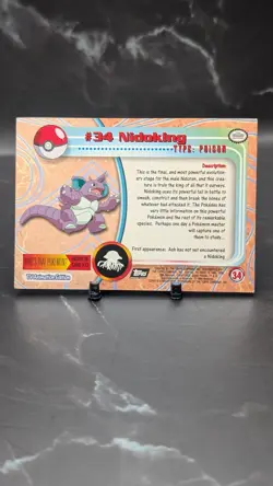 Pokemon Topps Nidoking #34 Black Logo Holo MP - Image 2