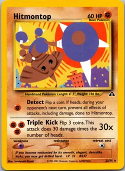 Pokemon Hitmontop 22/75 Neo Vintage Card Discovery Non Holo Rare - Image 1