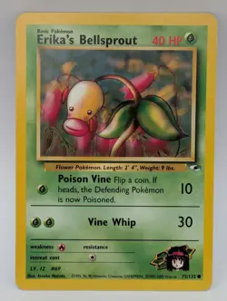 Erika's Bellsprout 75/132 - Gym Heroes - Common Vintage WOTC Pokemon Card - LP - Image 1