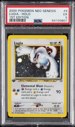 2000 POKEMON NEO GENESIS 1ST ED #9 LUGIA-HOLO PSA 5 - Image 1
