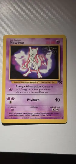 Mewtwo Pokemon Promo The First Movie Card #3 Kids WB Stamp Rare - Image 1
