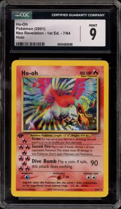 Pokemon Ho-Oh Neo Revelation 1st Edition Holo Rare #7 CGC 9 Mint - Image 1