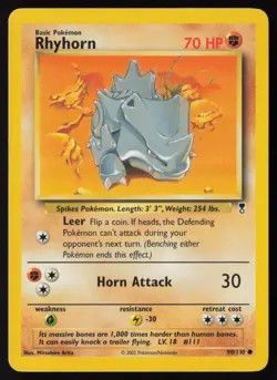 Rhyhorn 90/110 Common Legendary Collection Pokemon Lightly Played - Image 1
