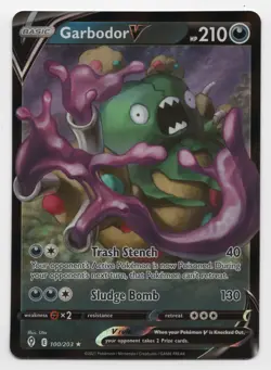 Pokemon TCG Evolving Skies Garbodor V 100/203 Ultra Rare Holo - Image 1