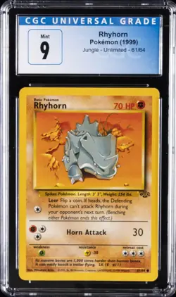 1999 POKEMON JUNGLE UNLIMITED #61/64 RHYHORN CGC 9 - Image 1