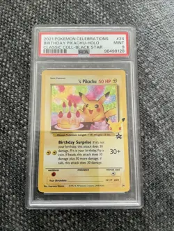 2021 Pokemon Pikachu Holo Birthday Celebrations PSA 9 Classic Collection #25 - Image 1