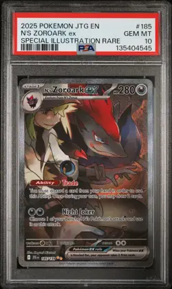 2025 POKEMON JTG EN-JOURNEY TOGETHER #185 N'S ZOROARK EX PSA 10 - Image 1