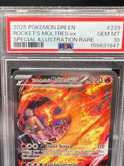 2025 POKEMON DRI EN-DESTINED RIVALS #229 TEAM ROCKET'S MOLTRES EX PSA 10 - Image 2