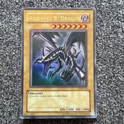 2002 Yugioh Red Eyes Black Dragon LOB-070 Unlimited Ultra Rare Great Condition - Image 1