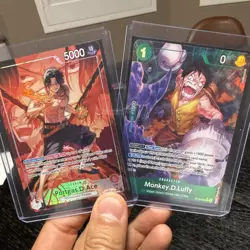 Bandai One Piece Card Game OP-02 Alt Art Foil Luffy OP02-034 Ace OP02-013 - Image 1