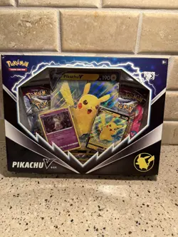 Pokemon TCG Pikachu V Box w/ 2 Fusion Strike & 2 Brilliant Stars Booster Packs 820650851179 - Image 1