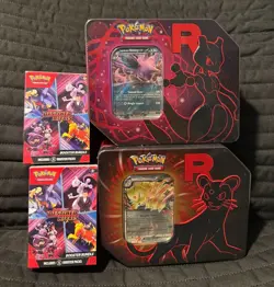 TCG Pokemon Destined Rivals Lot - Booster Bundle + Nidoking Persian Tin - New - Image 1