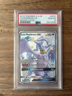 Pokemon 2019 Reshiram GX SV51/SV94 Shiny Full Art Hidden Fates GEM MINT PSA 10 - Image 1