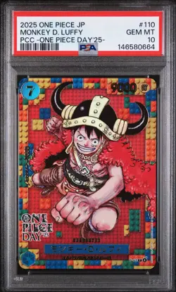 PSA 10 One Piece Card Monkey D. Luffy P-110 ONE PIECE DAY 25 Japanese - Image 1