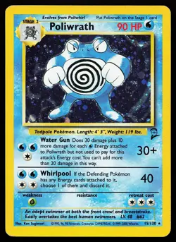 Poliwrath 15/130 Holo Rare Base Set 2 Pokemon Card - Image 1
