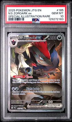 2025 POKEMON JTG EN-JOURNEY TOGETHER #185 N'S ZOROARK ex SIR PSA 10 - Image 1