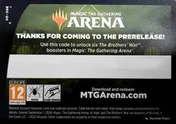 MTG Magic Arena The Brothers' War Prerelease Promo Code, 6 Booster Packs - Image 1