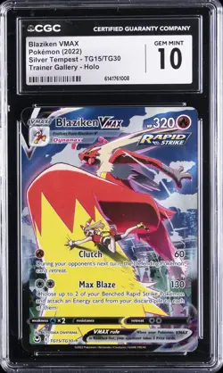 2022 POKEMON SILVER TEMPEST TRAINER GALLERY - HOLO BLAZIKEN VMAX CGC 10 GEM MINT - Image 1